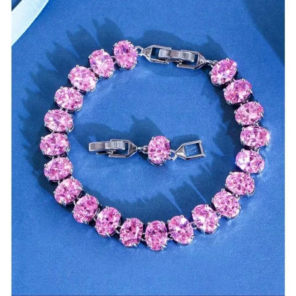 Beautiful Pink CZ Tennis Bracelet